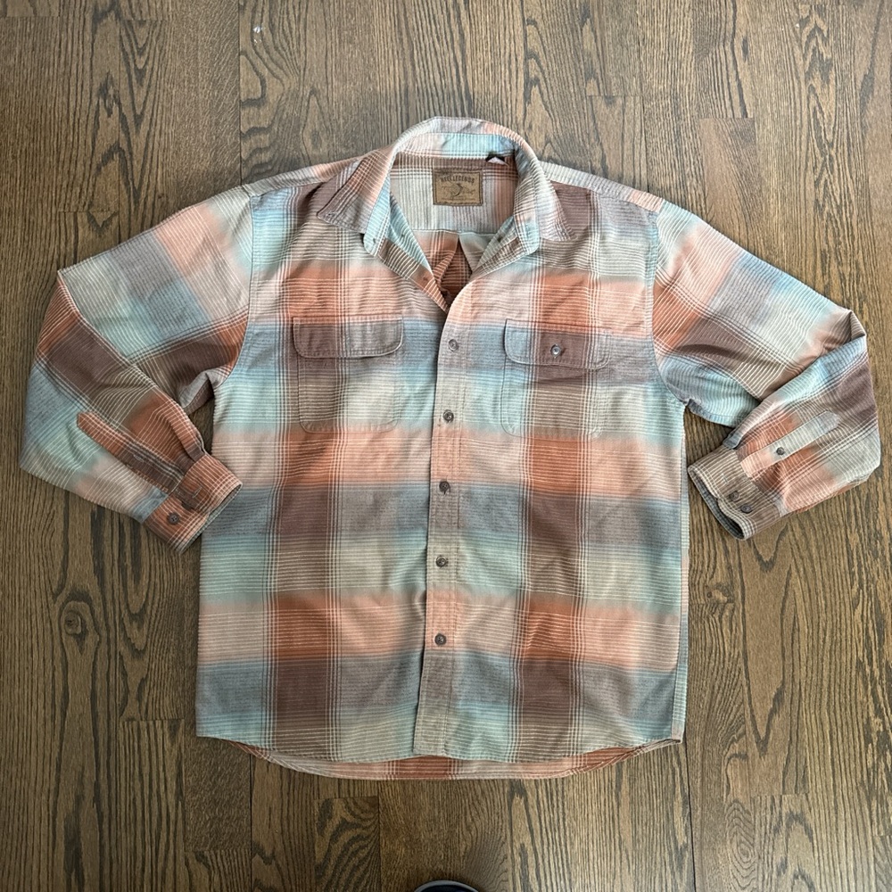 Reel Legends Plaid Shirt Orange / Brown Textured